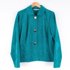 Requirements Teal Corduroy Statement Button Blazer
